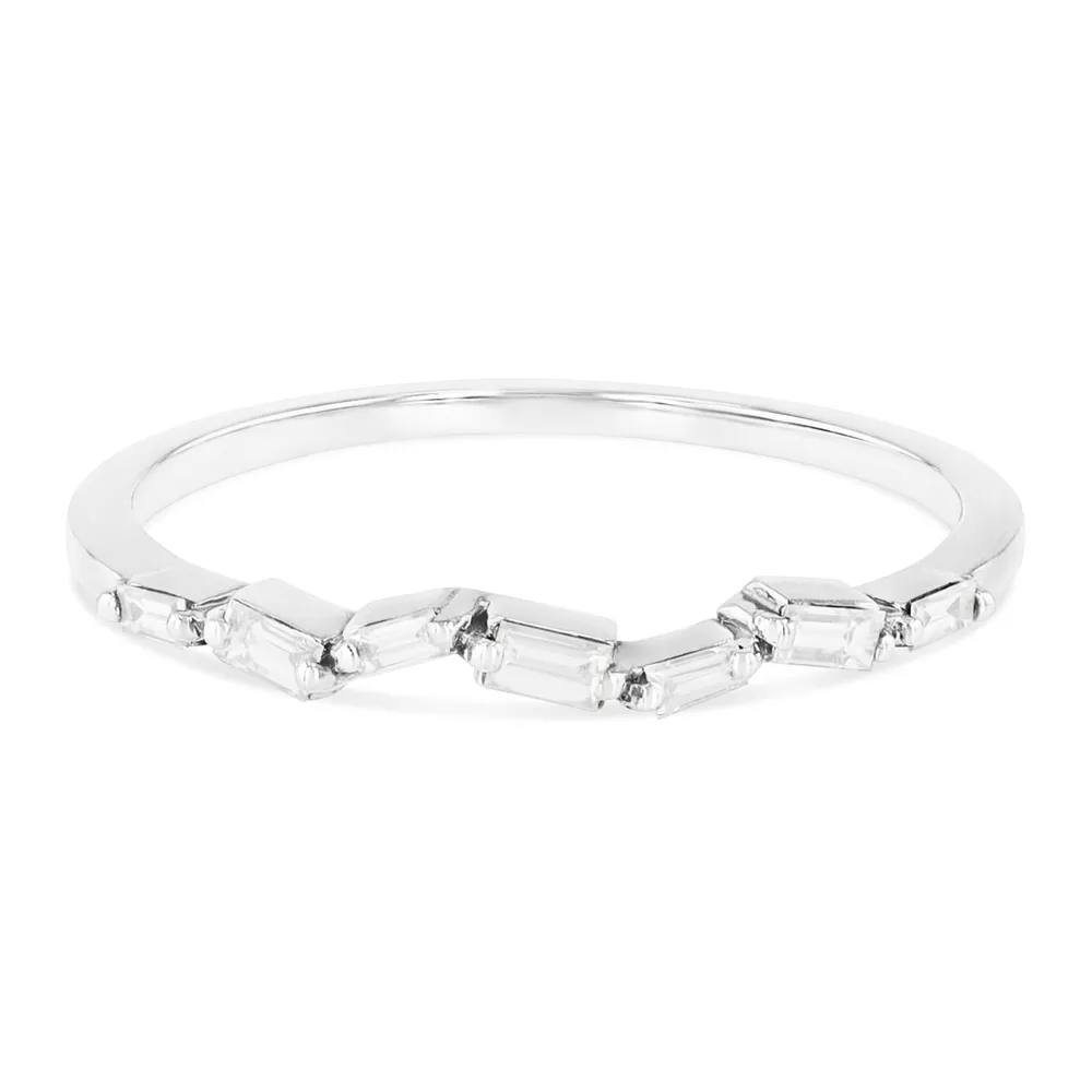 Suzanne Kalan 18ct White Gold Fireworks Thin Classic Baguette Ring