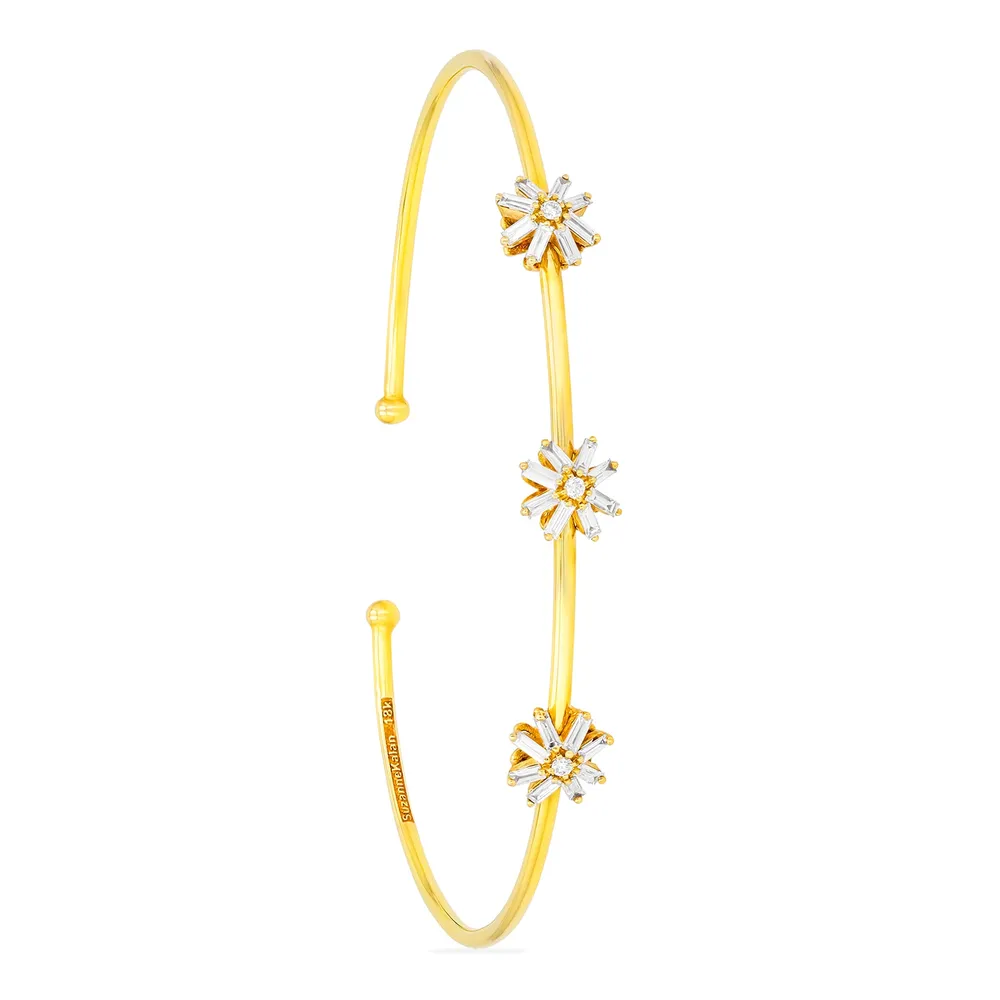 Suzanne Kalan 18ct Yellow Gold 0.03ct Diamond 0.35ct Baguette Cut Bangle
