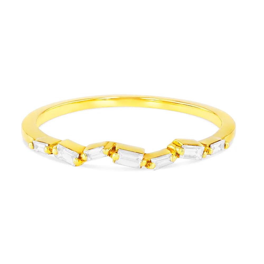 Suzanne Kalan 18ct Yellow Gold 0.18ct Baguette Diamond Thin Band - Ring M