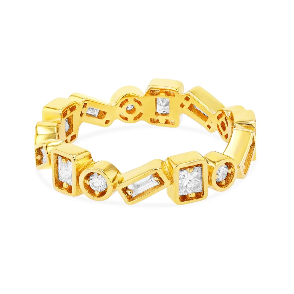 Suzanne Kalan 18ct Yellow Gold 0.33ct Baguette Diamond Stacker Ring - Ring L