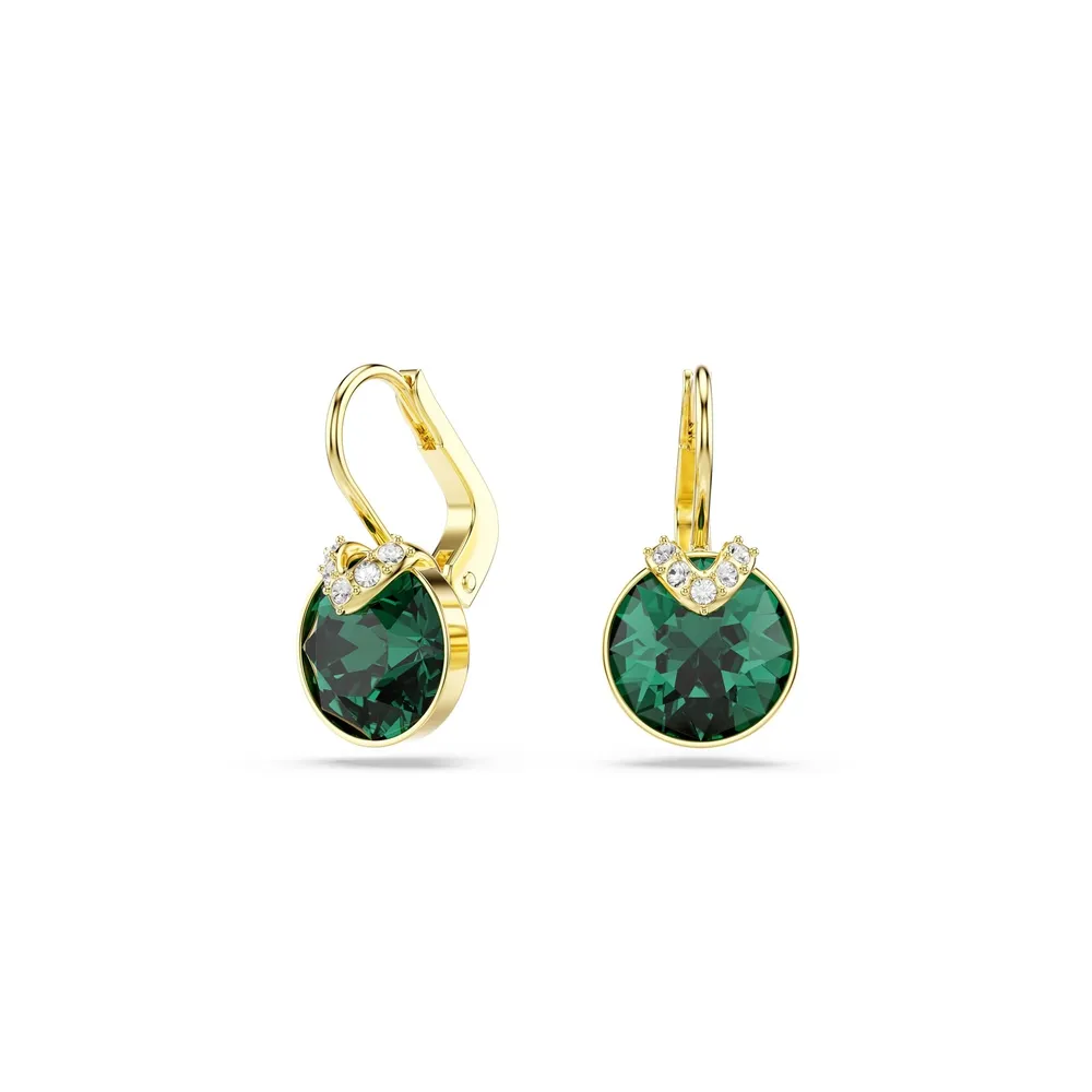 Swarovski Bella Yellow Gold Coloured Green Crystal Drop Earrings