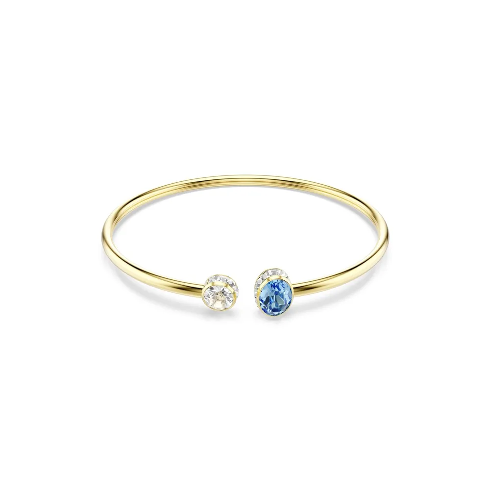 Swarovski Chroma 18ct Yellow Gold Plated Mixed Cut Blue & White Crystal Bangle