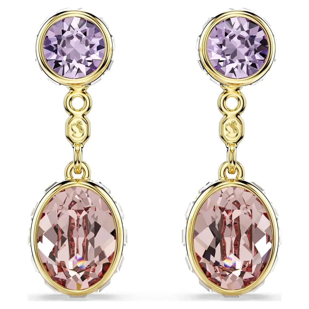 Swarovski Chroma Gold Tone Plated Multi Coloured Stone Drop Earrings
