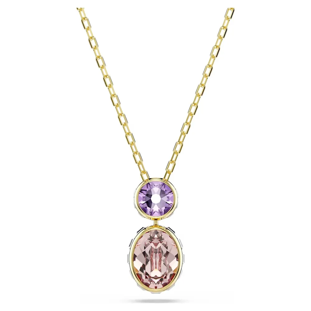 Swarovski Chroma Gold Tone Plated Multi Coloured Stone Pendant Necklace