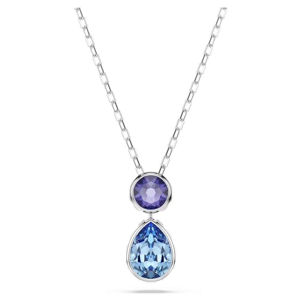 Swarovski Chroma White Rhodium Plated Multi Coloured Stone Pendant Necklace