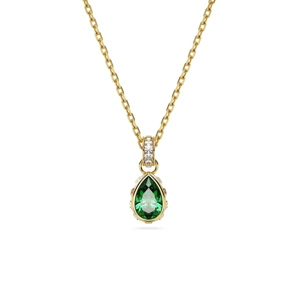 Swarovski Chroma Yellow Gold Coloured Green Crystal Pendant Necklace