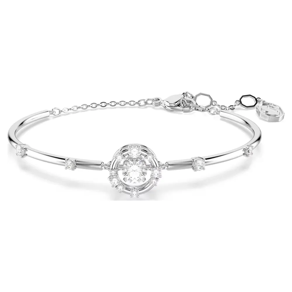 Swarovski Constella White Rhodium Plated Crystal Dancing Stone Bangle