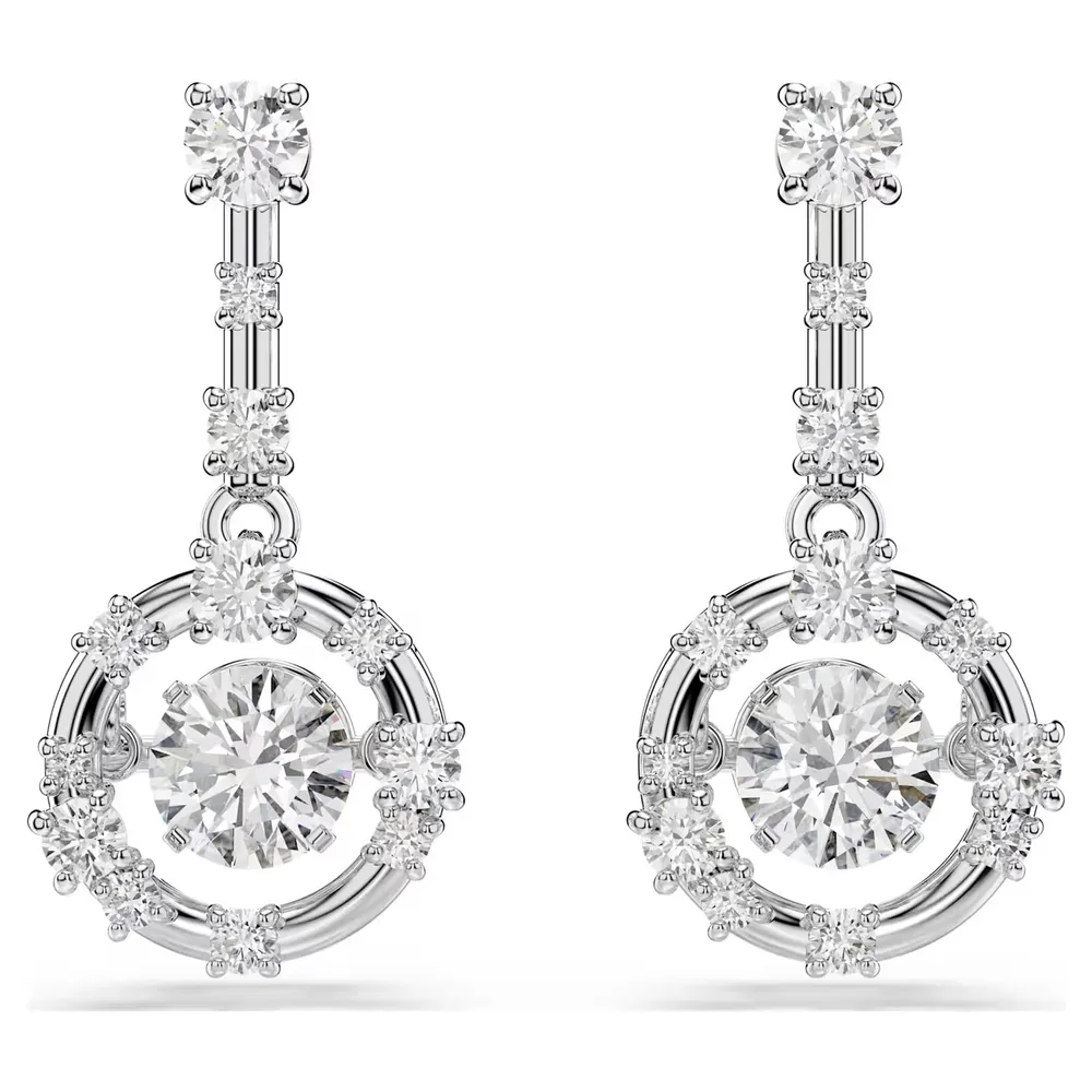 Swarovski Constella White Rhodium Plated Crystal Dancing Stone Drop Earrings