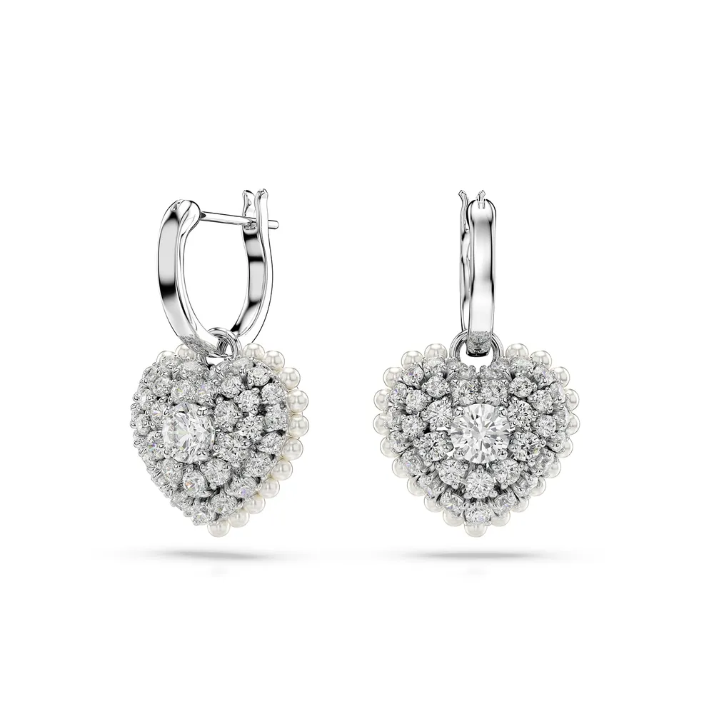 Swarovski Hyperbola Silver Coloured Crystal Heart Drop Earrings