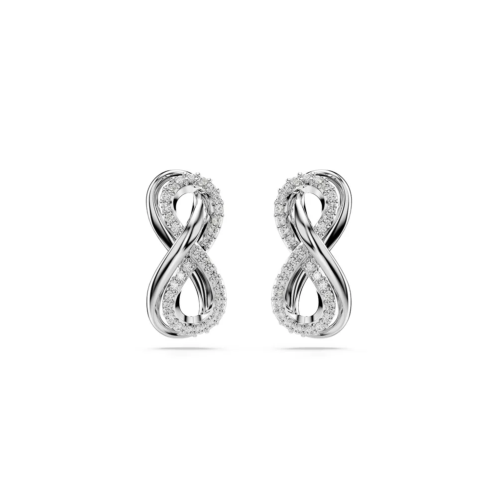 Swarovski Hyperbola Silver Coloured Crystal Infinity Studs