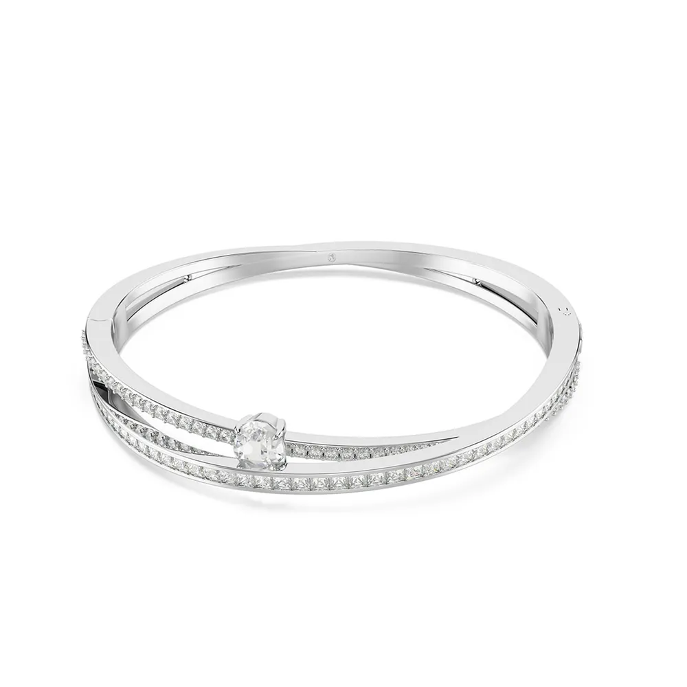 Swarovski Hyperbola Silver Coloured Cubic Zirconia Two Band Bangle