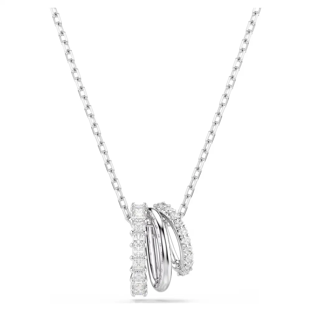 Swarovski Hyperbola White Rhodium Plated Round Cut Crystal Pendant Necklace