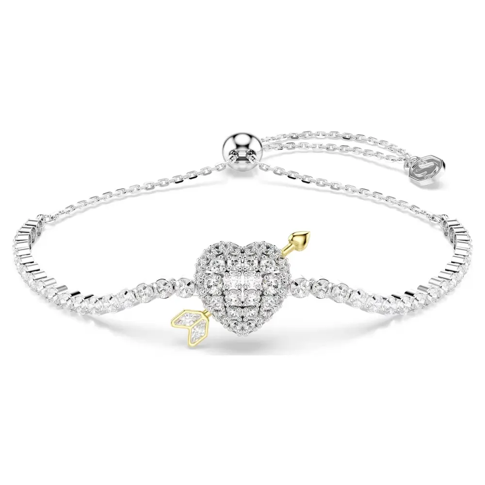 Swarovski Idyllia Gold Tone Plated Crystal Heart With Arrow Bracelet