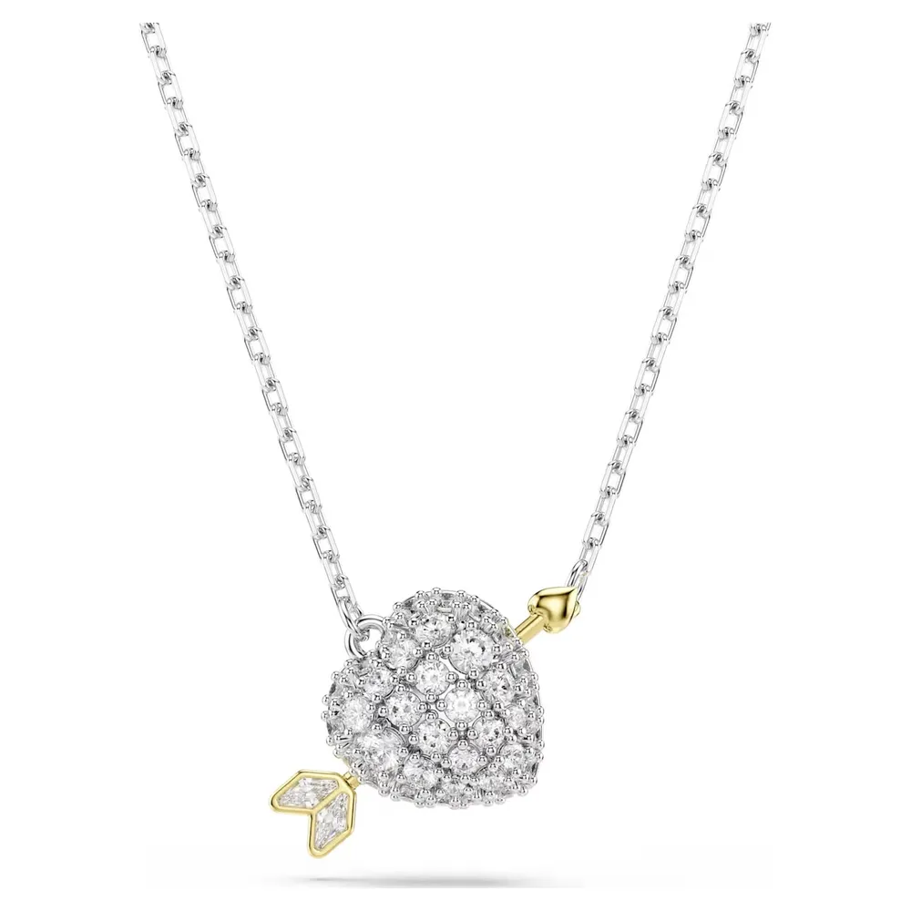 Swarovski Idyllia Gold Tone Plated Crystal Heart With Arrow Pendant Necklace