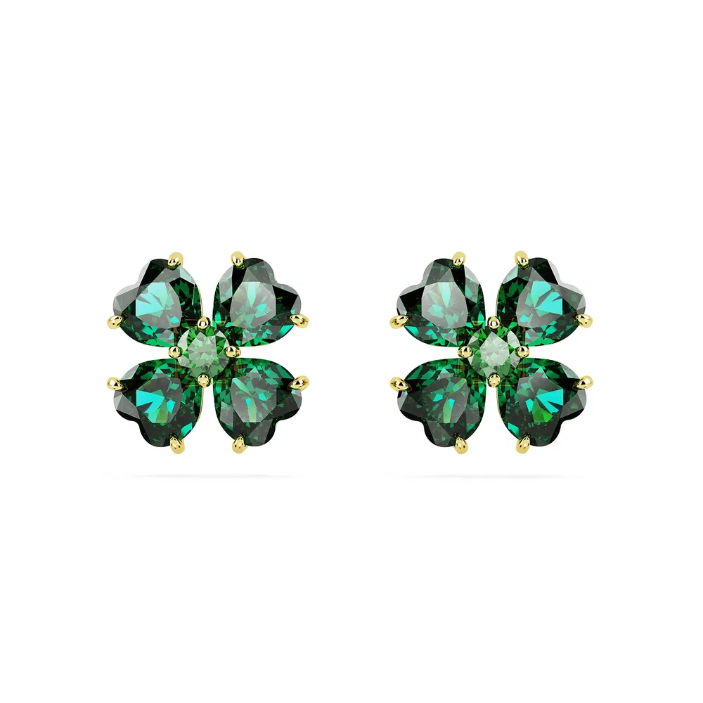 Swarovski Idyllia Green Clover Stud Earrings
