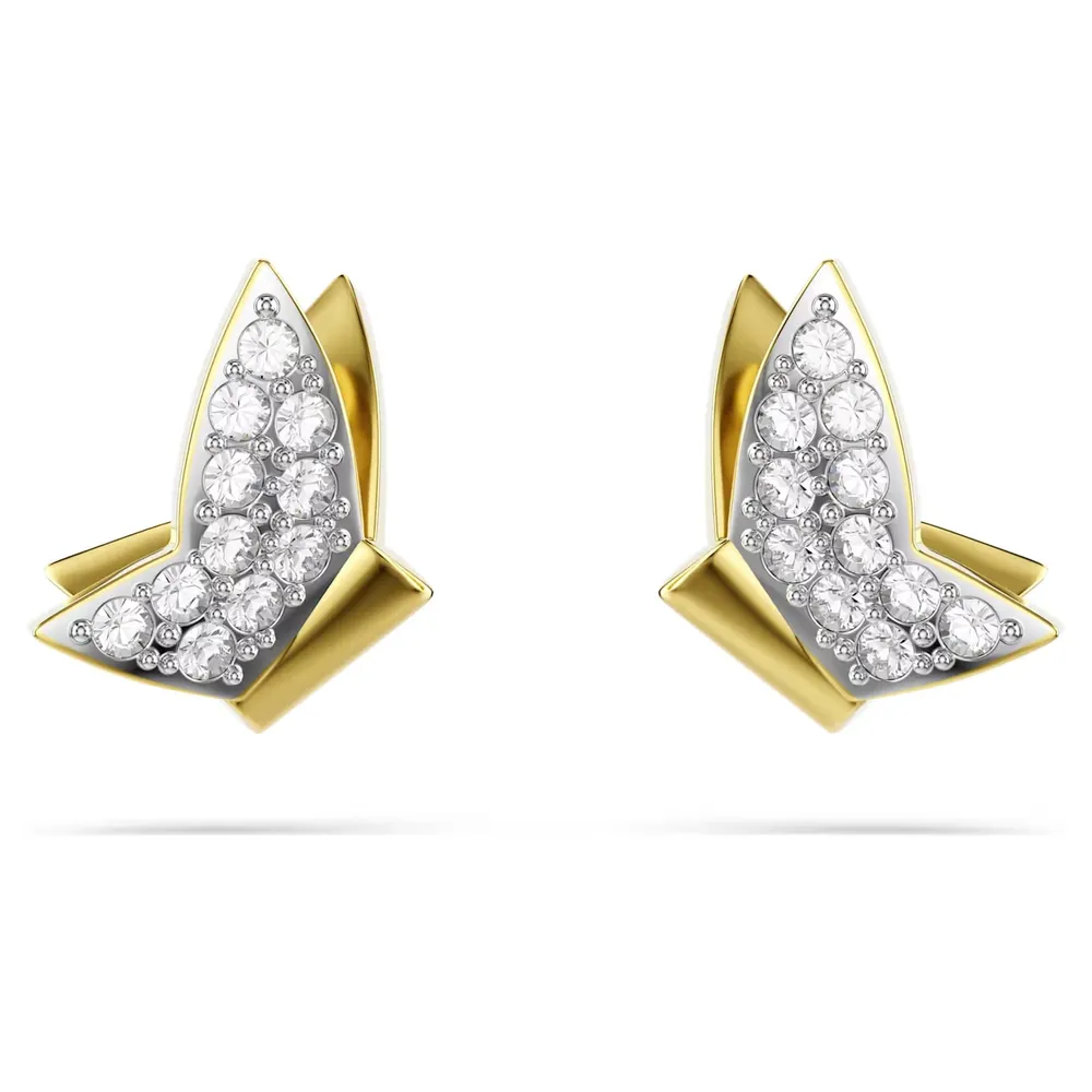 Swarovski Idyllia Lilia Yellow Gold Coloured Crystal Butterfly Stud Earrings