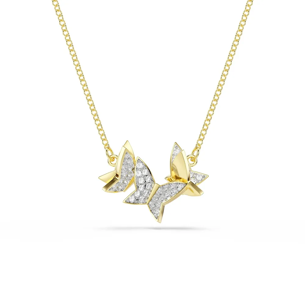 Swarovski Idyllia Lilia Yellow Gold Coloured Cubic Zirconia Butterfly Pendant Necklace