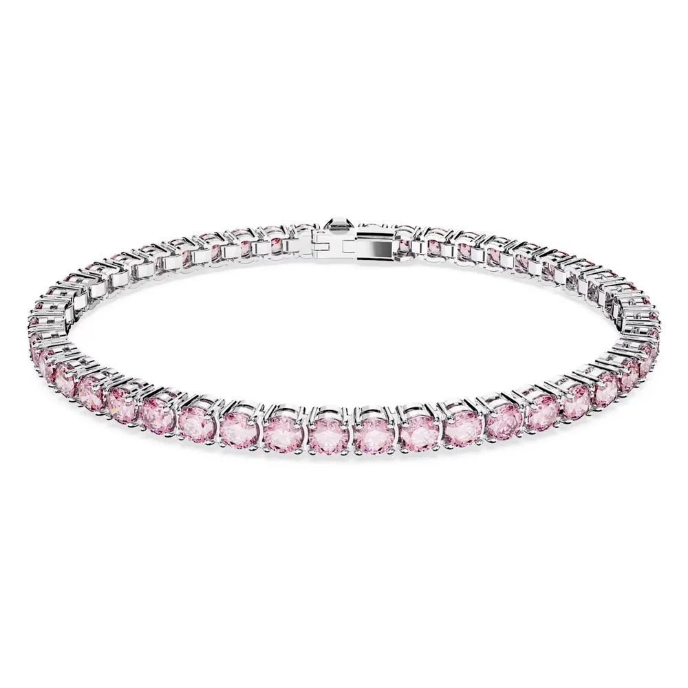 Swarovski Matrix Rhodium Plated Pink Crystal Tennis Bracelet