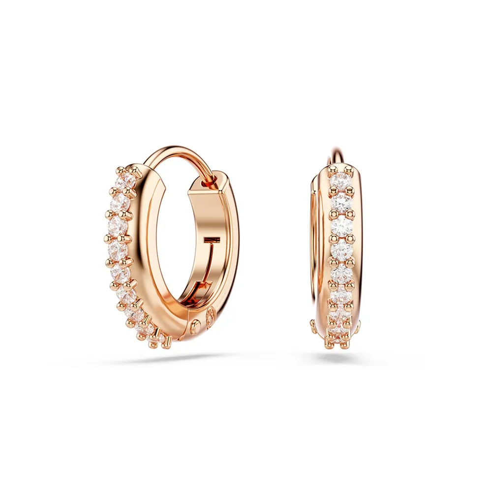 Swarovski Matrix Rose Gold Coloured Cubic Zirconia Mini Hoop Earrings