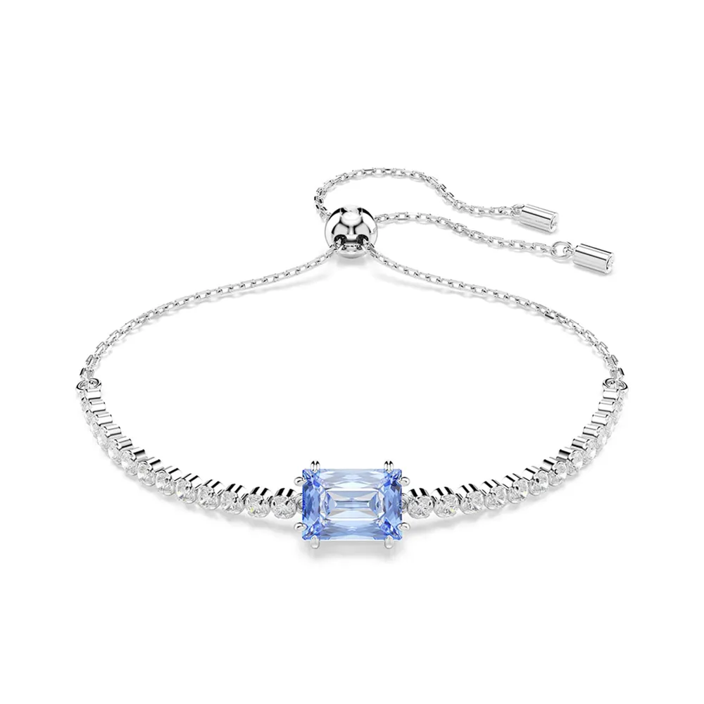 Swarovski Matrix Silver Coloured Blue Cubic Zirconia Tennis Bracelet