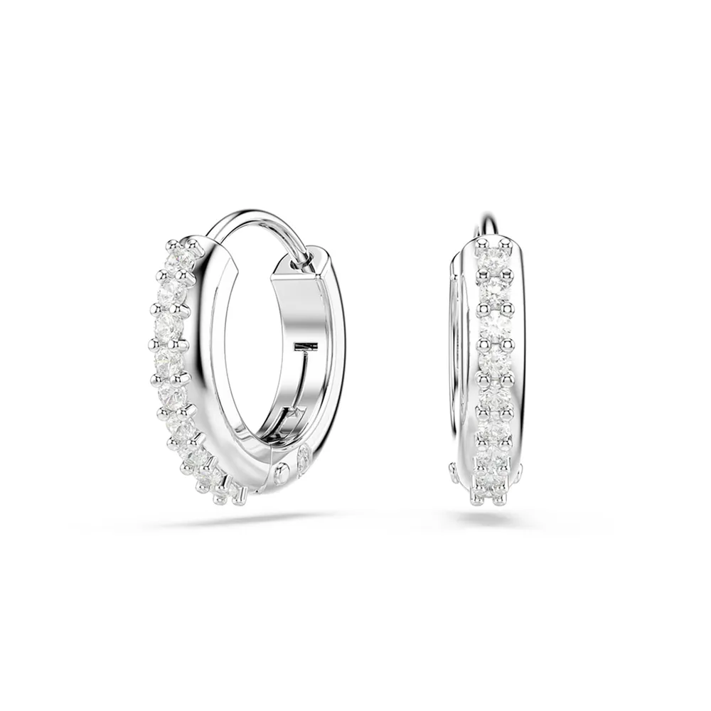 Swarovski Matrix Silver Coloured Cubic Zirconia Mini Hoops