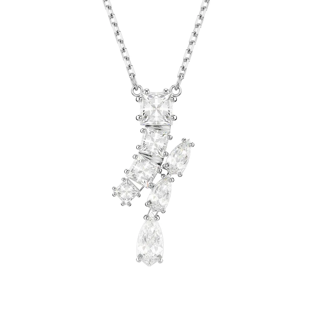 Swarovski Matrix Silver Coloured Mixed Cut Cubic Zirconia Pendant