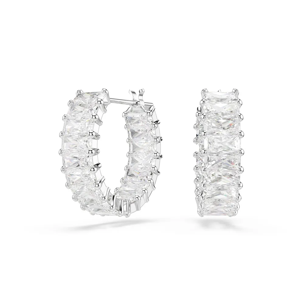 Swarovski Matrix White Rhodium Plated Cubic Zirconia Hoop Earrings
