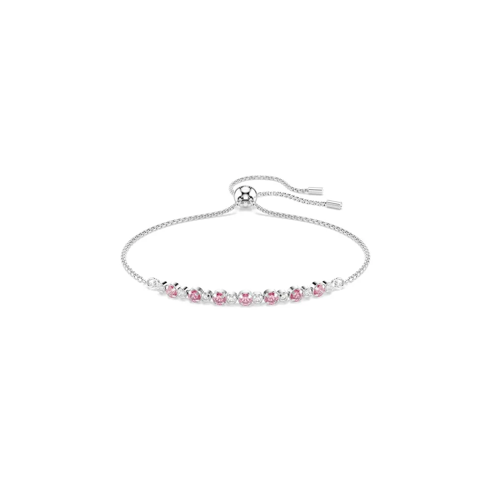 Swarovski Matrix White Rhodium Plated Round Cut Pink Crystal Bracelet