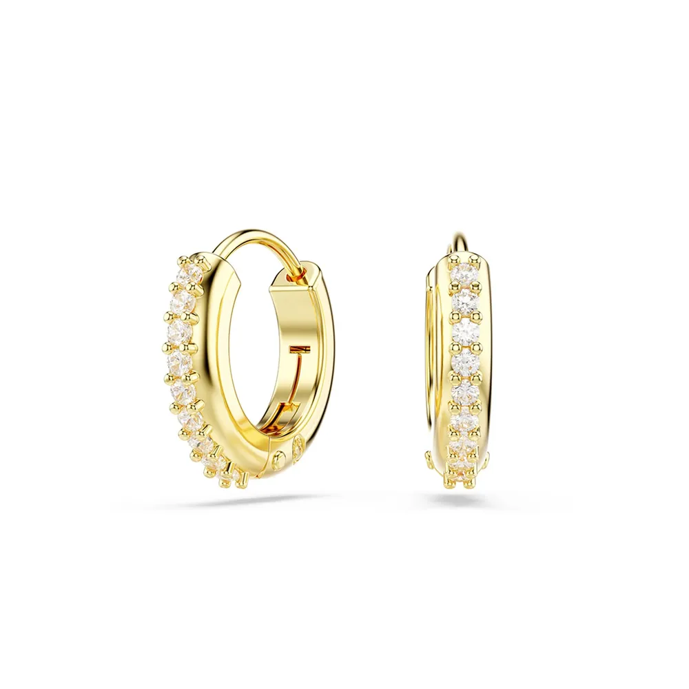 Swarovski Matrix Yellow Gold Coloured Cubic Zirconia Mini Hoops