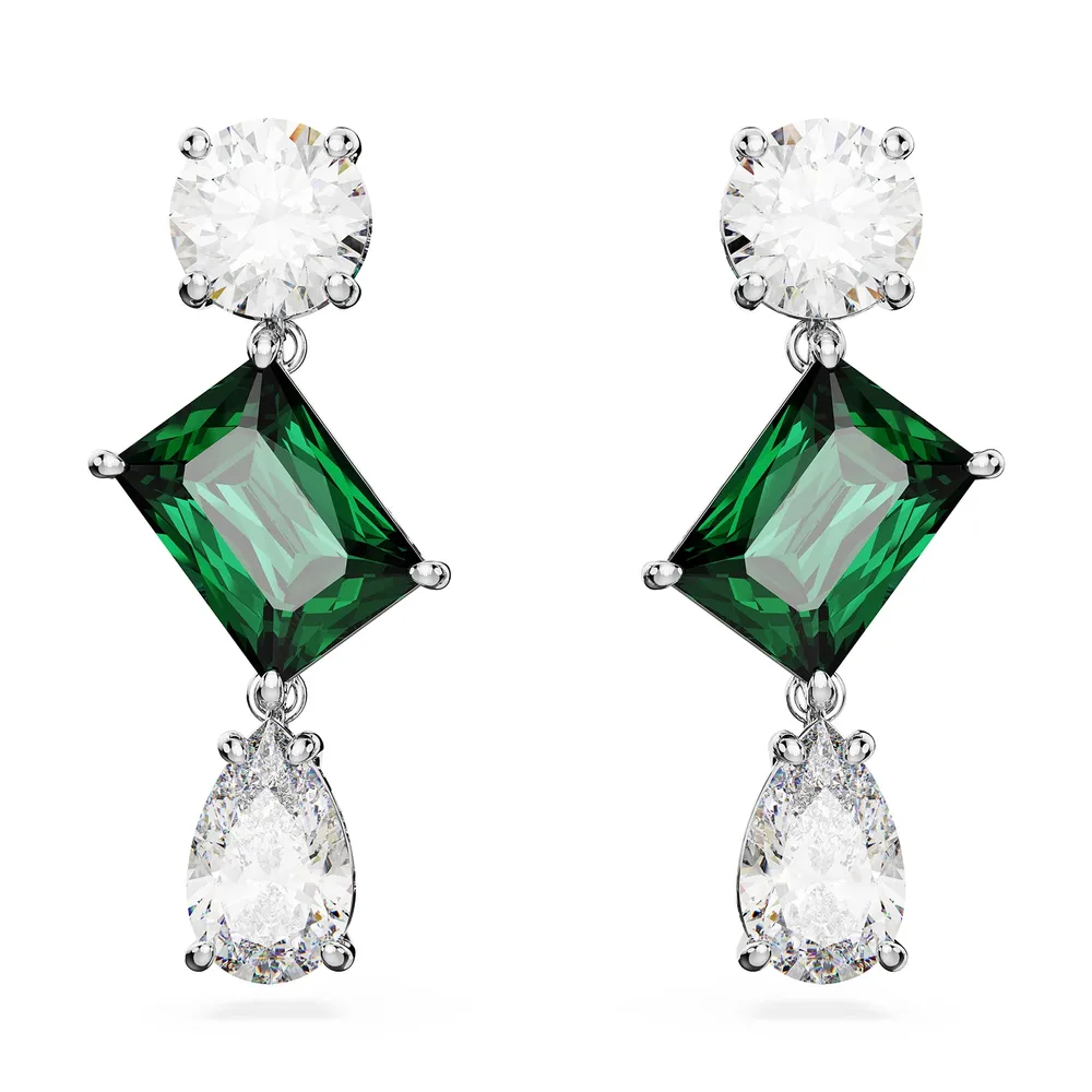 Swarovski Mesmera Green & White Mixed Cut Drop Earrings