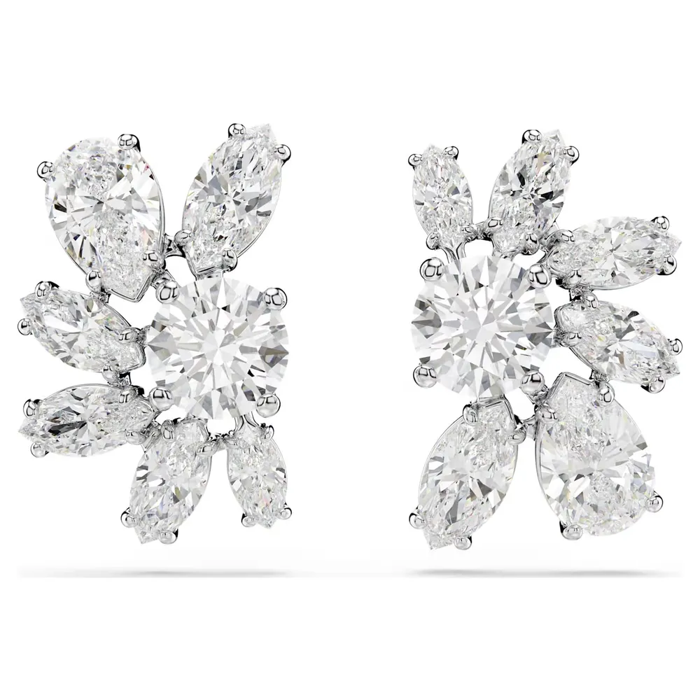 Swarovski Mesmera White Rhodium Plated Mixed Cut Crystal Flower Stud Earrings