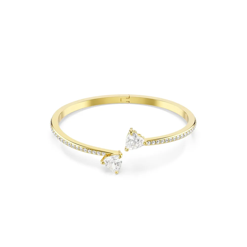Swarovski Mesmera Yellow Gold Coloured Cubic Zirconia Heart Bangle - Size Small