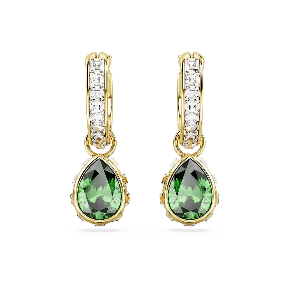 Swarovski Stilla Green Pear Mini Hoop Earrings
