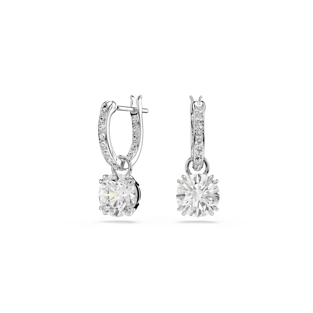Swarovski Stilla White Rhodium Plated Cubic Zirconia Drop Earrings