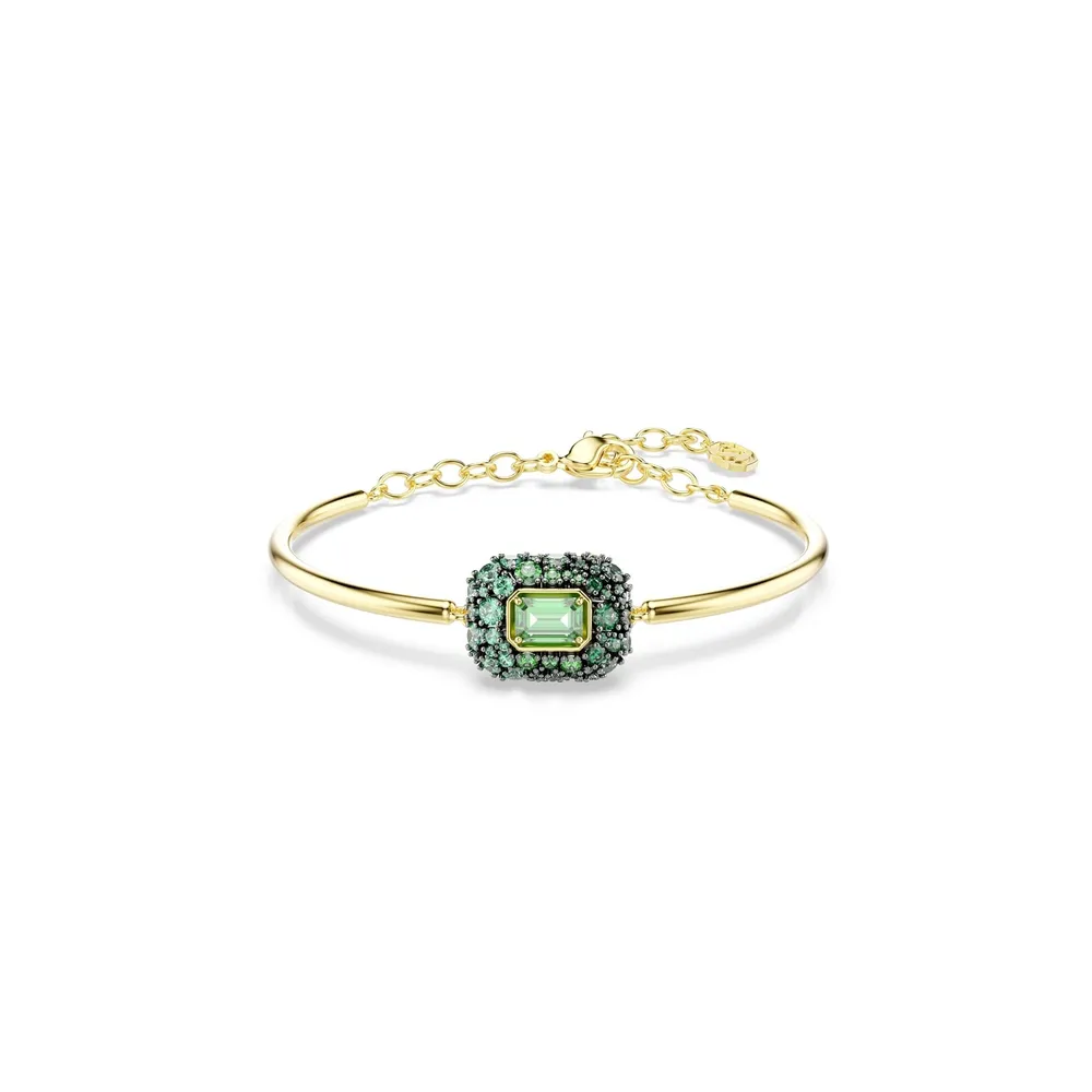 Swarovski Sublima 18ct Yellow Gold Plated Octagon Cut Green Crystal Bangle