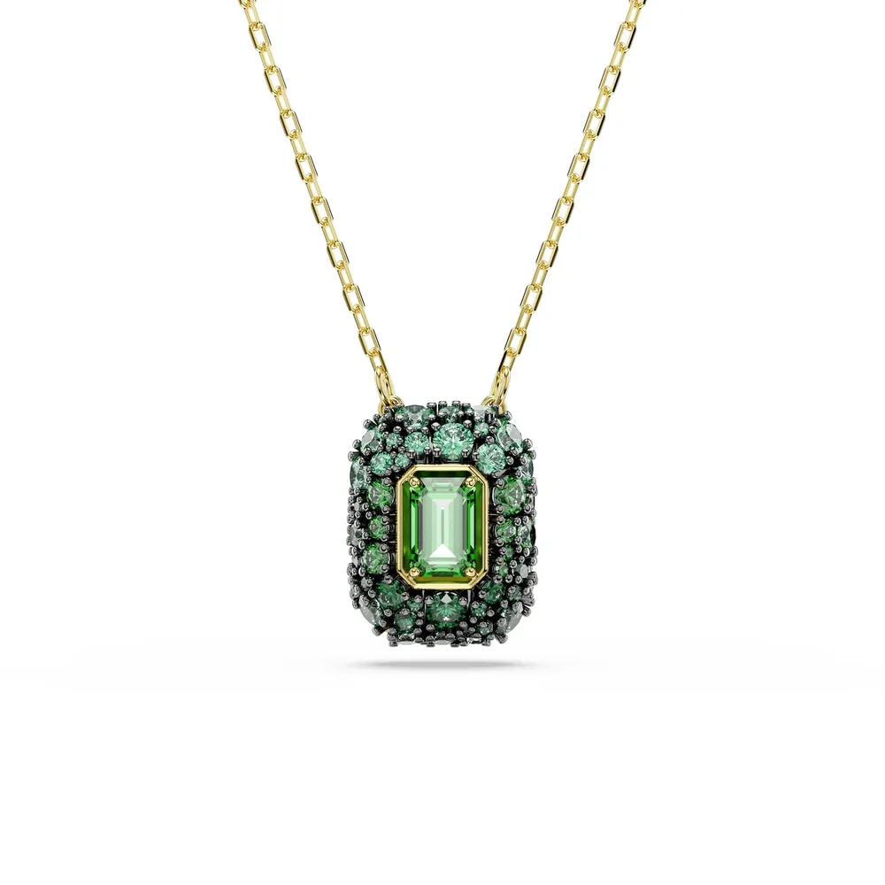Swarovski Sublima 18ct Yellow Gold Plated Octagon Cut Green Crystal Pendant Necklace