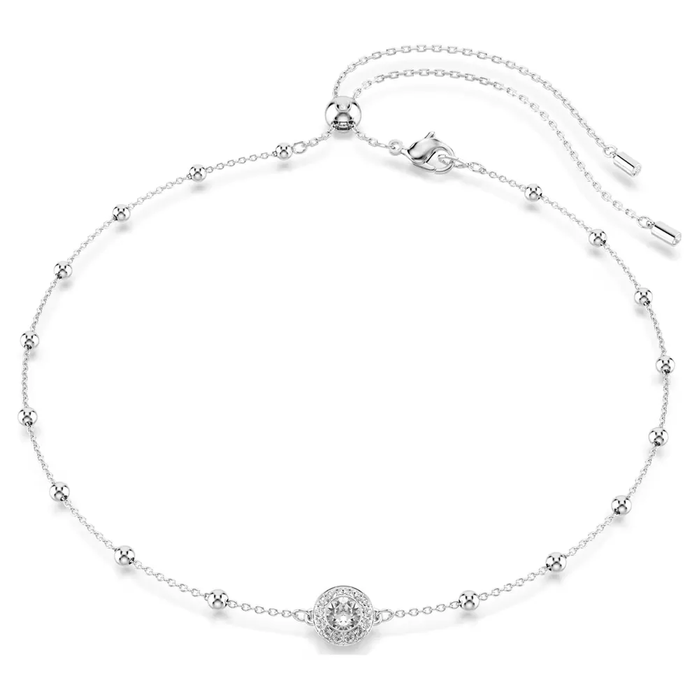 Swarovski Una Angelic White Rhodium Plated Round Cut Crystal Pendant Necklace