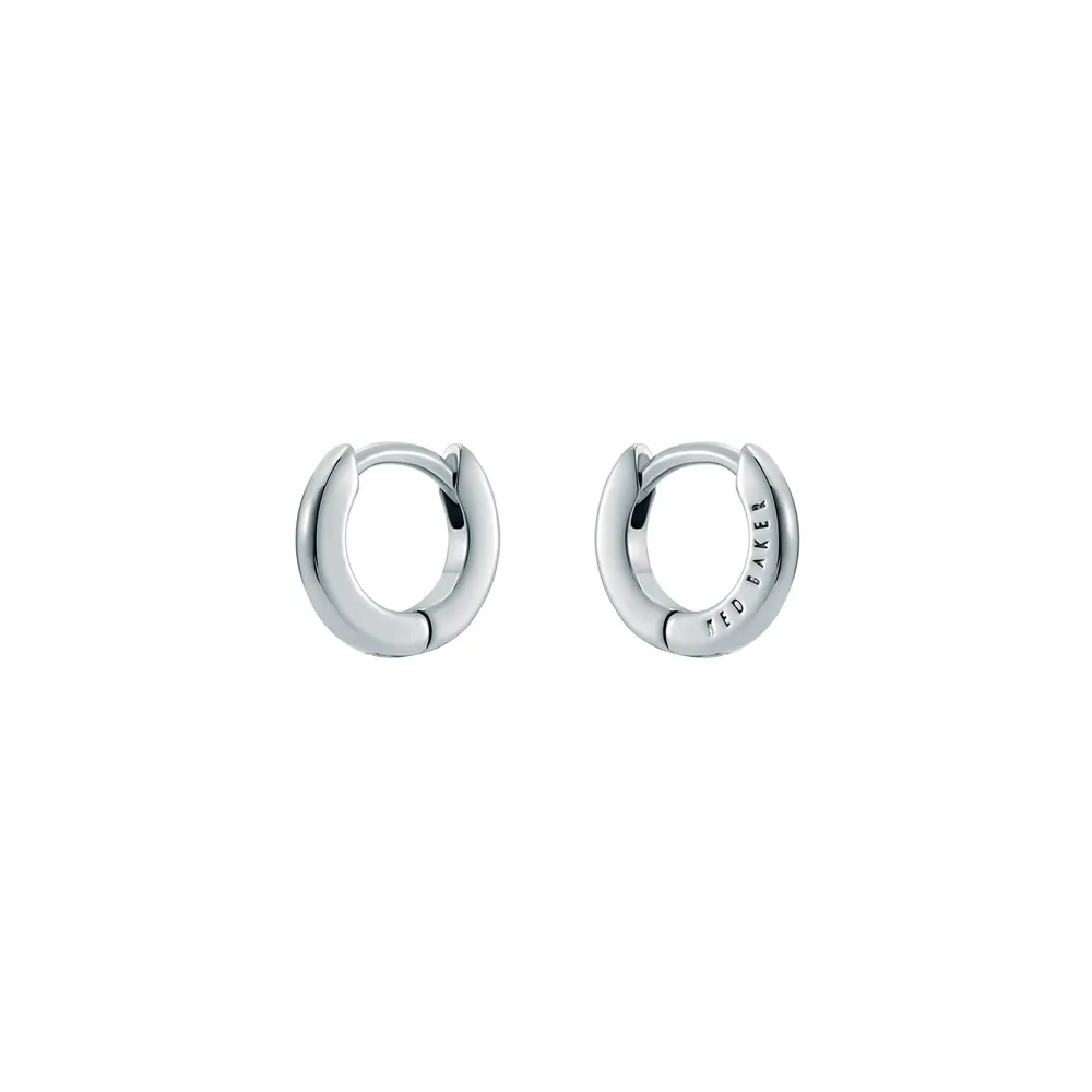 Ted Baker CRISETE Silver Coloured Logo Hoop Earrings