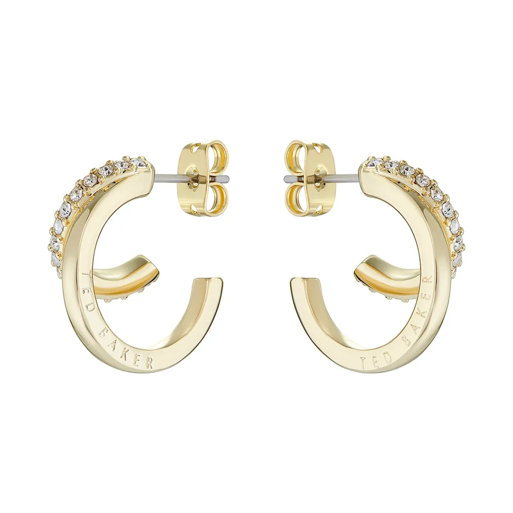 Ted Baker Helias Yellow Gold Coloured Crystal Double Hoop Earrings