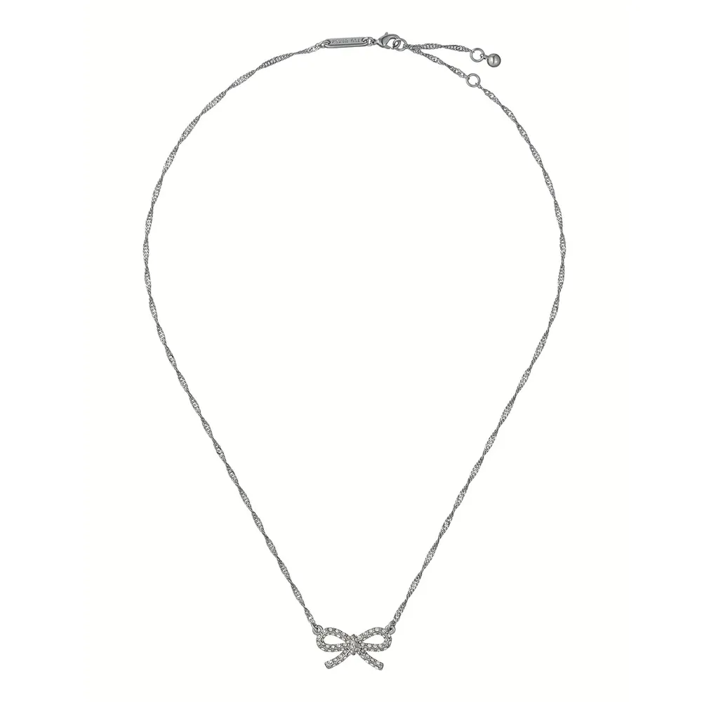 Ted Baker Silver Coloured Ribah Cubic Zirconia Bow Pendant Necklace