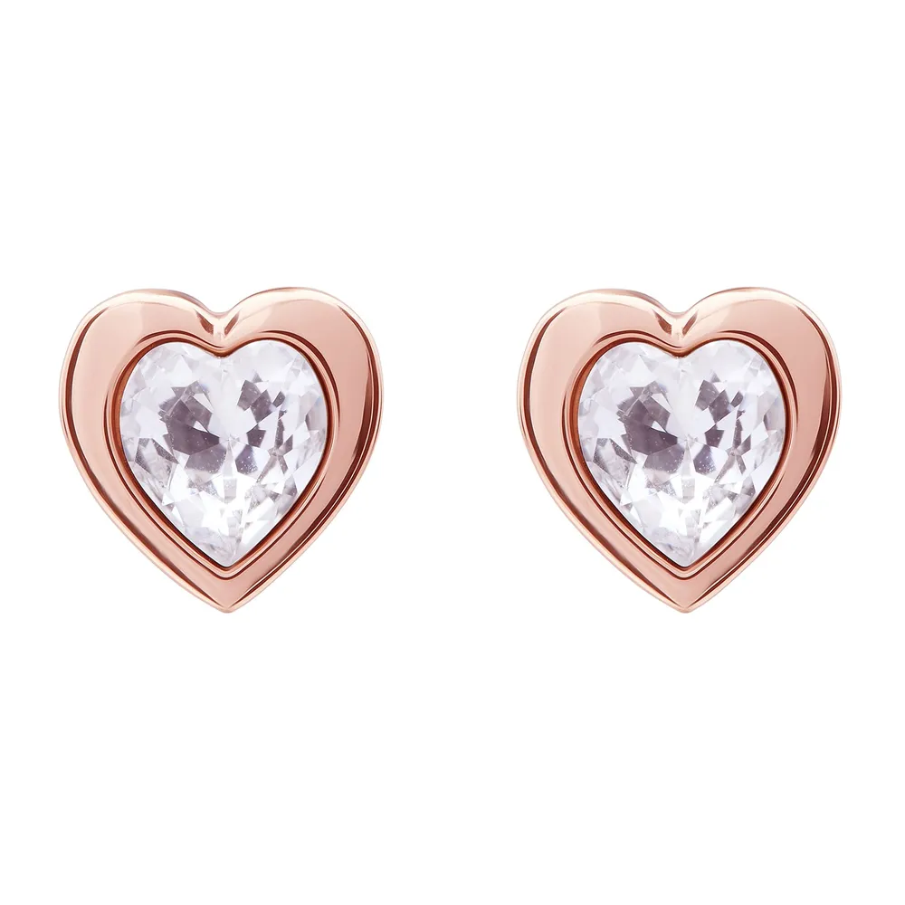 Ted Baker Ted Baker Crystal Heart Rose Gold Coloured Crystal Stud Earrings