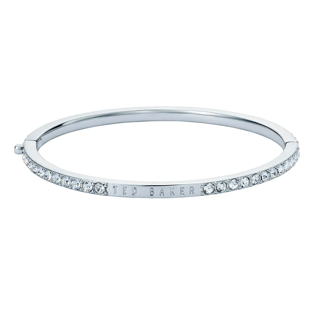 Ted Baker White Gold Coloured Claudia Classic Crystal Cubic Zirconia Bangle