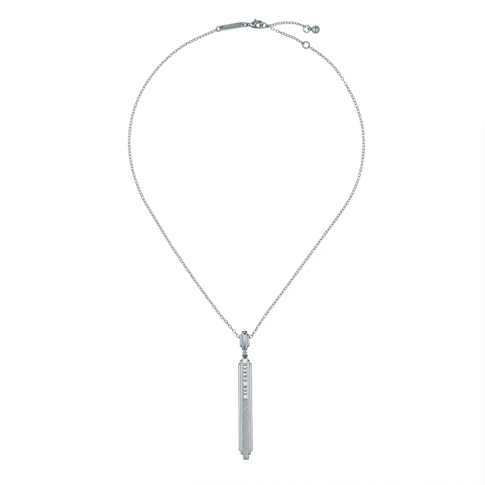 Ted Baker White Gold Coloured Devina Deco Groove Pendant Necklace