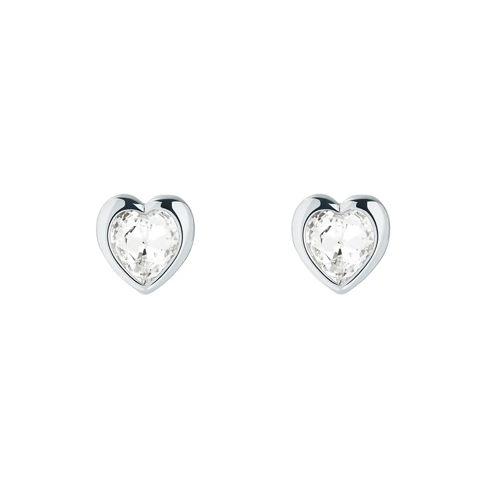 Ted Baker White Gold Coloured Han Crystal Heart Stud Earrings