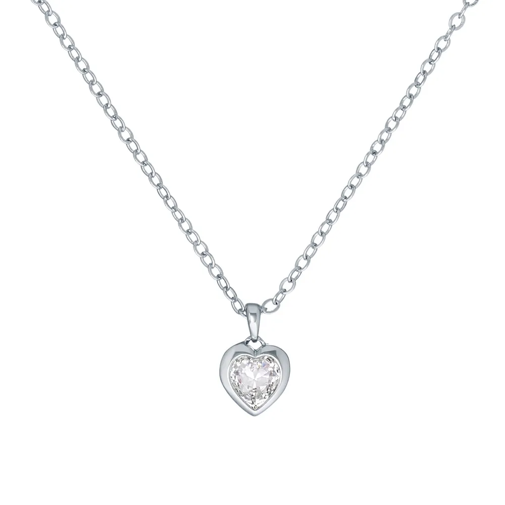 Ted Baker White Gold Coloured Hannela Crystal Heart Necklace