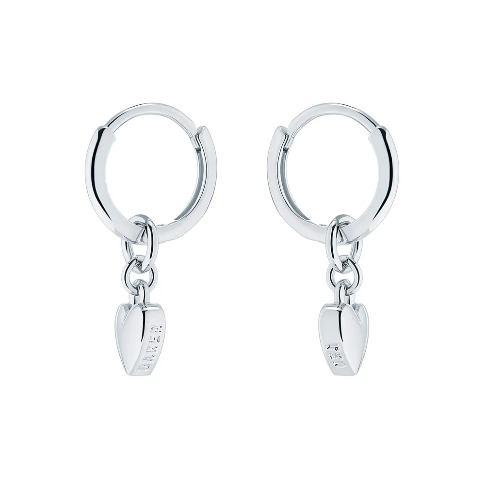 Ted Baker White Gold Coloured Harrye SweetHeart Huggie Earrings