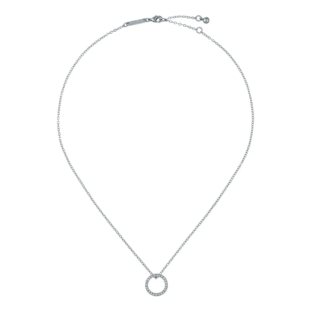 Ted Baker White Gold Coloured Heri Crystal Hoop Pendant Necklace