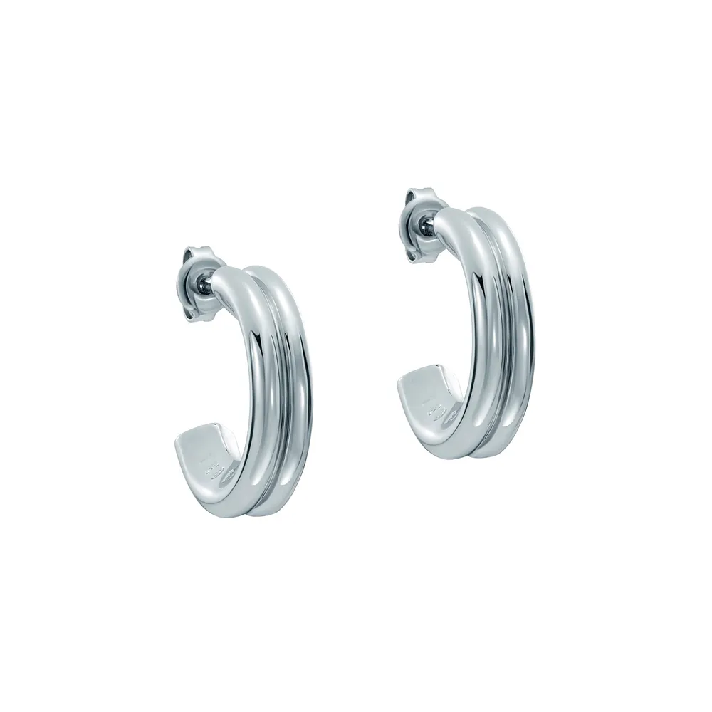 Ted Baker White Gold Coloured Hilya Hidden Heart Small Hoop Earrings