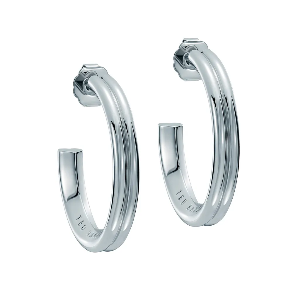 Ted Baker White Gold Coloured Hisla Hidden Heart Large Hoop Earrings