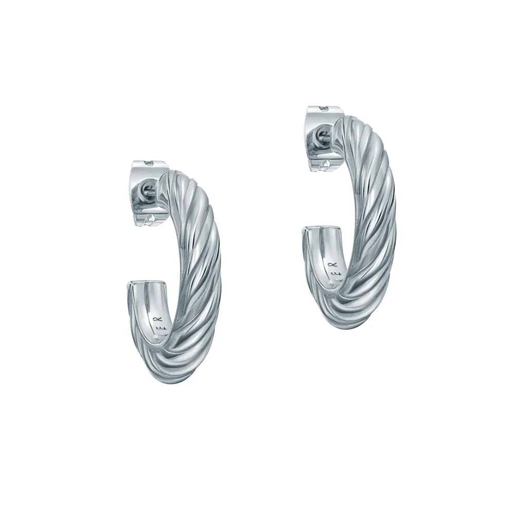 Ted Baker White Gold Coloured Melanie Twisted Hoop Earrings